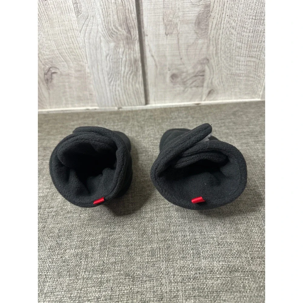 Fuzzy Black Fleece Front Feet Dog Booties Non Slip Grippers Adjustable Straps